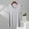 Chaleco de Manga Corta Redondo para Hombre Tallas Grandes Modal Verano Nuevo Delgado Color Sólido Holgado Casual Ropa de Dormir Ropa Interior Simple