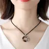 Colar de Prata de Lei S925 com Doze Signos do Zodíaco, Personalizado Simples com Pedra Olho de Gato, Corrente de Clavícula Tendência, Pingente de Prata Pura para Homens e Mulheres