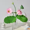 Flores de Lótus Artificiais, Folhas de Lótus e Vagens de Lótus Mais Vendidas na Primavera e no Verão para Decoração de Ambientes de Alto Padrão, Decoração Interna e Adereços para Sala de Estar