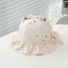 Sombrero de Sol con Protección Solar para Bebé Niña Primavera y Verano, Lindo Sombrero de Pescador Floral, Sombrero de Cubo con Ala Fruncida, Sombrero de Sol Transpirable de Algodón Puro