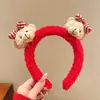 Linda Diadema Roja para Mujer 2025 Nueva Diadema de Oso para Lavado Facial Pinza para el Cabello de Lana de Cordero para Maquillaje
