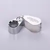 Lupa óptica LED de 40 aumentos con marco de metal, plegable, para joyería, con detector de dinero y luz de identificación de jade 9890