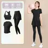 Conjunto Esportivo de Tênis, Roupas de Treino Femininas de Manga Curta, Roupas de Corrida ao Ar Livre de Secagem Rápida, Camisetas de Badminton com Efeito Emagrecedor, Roupas de Fitness