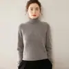 Novo Suéter de Cashmere de Cabra Espesso com Inserções de Fio Duplo de Sete Agulhas para Mulheres, Top Básico Solto de Gola Alta