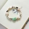 Pulseira mista de cerâmica Jingdezhen estilo étnico fresca para estudantes, temperamento fofo, pulseira feminina tecida à mão