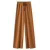 Pantalones de Pierna Ancha de Cintura Alta de Lana Virgen Australiana Estilo Otoño e Invierno para Mujer, Pantalones Rectos Suaves Casuales Nube