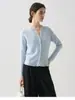 26 Principios de Otoño 100% Lana Merino Australiana Elegante Sencillo Cuello Redondo Suéter de Lana para Mujer Manga Larga Cárdigan de Punto Ligero