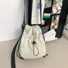 Bolsa Saco Estilo Coreano com Cordão Fresca Alto Valor de Aparência Textura Tecido de Nylon Elegante Bolsa de Ombro Pequena Bolsa Transversal de Ombro Único Fofa