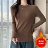 Nova Camiseta de Manga Longa para Mulheres Primavera 2025, Peça de Roupa Externa Estilosa, Top Básico de Corte Justo
