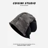 Gorro Camuflado Patchwork com Borda Enrolada Estilo Retro Americano para Mulheres, Chapéu Headwrap da Moda Tendência Primavera/Verão, Versátil em Estilos Japonês e Coreano, Faz o Rosto Parecer Menor