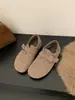 Zapatos Birkenstock de Terciopelo Suave de Suela Plana, Estilo Nuevo de Invierno para Mujer, Zapatos Birkenstock Planos Relajados, Zapatos Retro de Frijol, Zapatos Cálidos de Algodón