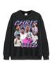 Camiseta Vintage Hip-Hop Chris Brown Chris Brown Estampada de Manga Curta Moletom Pesado com Capuz de Manga Longa