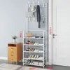 Zapatero y Perchero Multifuncional, Perchero para Ropa, Perchero de Pie, Zapatero Ensamblable de Múltiples Niveles, Estilo Simple y Moderno para Dormitorio