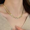 Collar de Trenza Trenzada de Tres Hilos Joyería al Por Mayor Cadena de Acero al Titanio Ajustable Cadena para Clavícula Collar de Hoja para Mujer que No se Desvanece