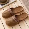 Sandalias tejidas de Yacao de verano Pantuflas de lino para mujer Hogar Interior Ligeras Suelo grueso Ratán Hierba para Hombre Hogar