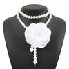 Nuevo Gargantilla Retro Barroca Francesa Flor de Rosa Collar Clavícula Cadena de Perlas Pequeñas Fragantes de Celebridad