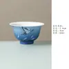 Nueva taza de té de cerámica pintada a mano de Miyan con diseño de grulla, hecha a mano con un borde curvo para prevenir quemaduras, adecuada para uso doméstico y degustación personal de té