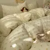 Juego de Ropa de Cama de Algodón Grado Madre y Bebé Clase A de Cuatro Piezas Sábana de Cama 100% Algodón Funda Nórdica Funda de Almohada Faldón de Cama Juego de Tres Piezas para Dormitorio de Estudiante 4