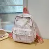 Mochila Pequena Infantil Doce Estilo Coreano Renda Laço Xadrez Tendência Casual para o Jardim de Infância