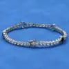 Estilo Hip-Hop Europeo y Americano Cadena de Tenis de Plata S925 con Circonita Accesorios de Plata Pura Pulsera de Trébol Esmaltado para Mujeres Joyería Transfronteriza Personalización