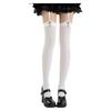 Calcetines Originales de Tirantes Cruzados Estéreo de Una Pieza Hasta la Rodilla Lolita Terciopelo Negro y Blanco Color Puro Calcetines para Niña