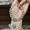 Pulseira Mão com Pedras Naturais Água Marinha Pedra da Lua Cinza Cristal Branco Múltiplas Pedras Estilo Verão Feminino Em Estoque Estilo de Design Presente para Alguém