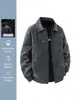 Chaqueta de cuero lisa de solapa estilo retro americano para hombre, prenda exterior holgada, moderna y sofisticada