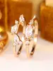 Anillos de Par de Zirconia Marquise Multipiedra Estilo Rama-Hoja Únicos, Exquisita Joyería Decorativa de Diamante Completo para el Viaje Diario