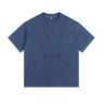 Camiseta hombre 260g marca de marea alta T-shirt lavado antiguo cera de agua teñido sal frita teñido deslumbrante holgada cuello redondo Camiseta hombre