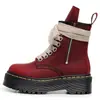 Botas de Motocicleta de Cuero Crazy Horse de Primera Capa Transfronterizas de Color Rojo con Suela Gruesa de 8 Ojales para Mujer 1460 Cremallera Lateral Botines de Cuero Genuino Suela de Plataforma Lengüeta Larga