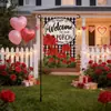 Decoración de Jardín Temática del Día de San Valentín Bandera de Bienvenida Bandera de Jardín de Lino de Doble Cara Decoración para Exteriores Bandera de Bienvenida Impresa En Stock