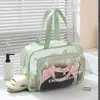 Bolsa de maquillaje impermeable y engrosada, bolsa de viaje portátil de gran capacidad, bolsa de almacenamiento con separación de seco y húmedo, neceser