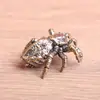 Araña Lobo de Latón Puro Contenido y Felicidad Vintage Objeto Sólido Viejo Decoración del Hogar Escritorio Mascota de Té Adorno Artesanal