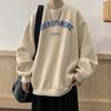 Moletom com gola redonda masculino outono novo básico letras impressas casual top estilo Hong Kong all-match solto pulôver jaqueta