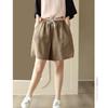 2026 Nuevos Shorts Retro de Bloques de Color con Cintura Elástica y Cordón para Mujer, Shorts Casuales de Pierna Ancha Adelgazantes de Longitud Media para Verano