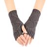 Guantes de Punto sin Dedos Transfronterizos para Mujer, Manga Corta de Lana con Dedos Expuestos, para Parejas, Cálidos para Otoño e Invierno, Guantes de Punto con Diseño de Cuadros de Doble Diamante
