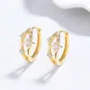 Pendientes de Estrella de Cuatro Puntas para Mujer Pendientes de Plata 925 Lujo Accesible Joyería de Zirconia de Gama Alta Diseño de Nicho Pendientes de Moda Coreana