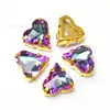 Atacado do Fabricante Grau Especial A Strass de Cristal K9 Coração de Pêssego Inclinado com Base Pontiaguda, Strass Irregulares com Garras para Roupas, Sapatos, Decoração de Embalagens, Strass para Nail Art