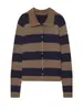 Para Exportación Transfronteriza al por Mayor Spot Estilo Europeo y Americano Moda Otoñal para Mujer Chaqueta de Punto Rayada de Moda