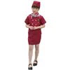 Ropa Infantil de Capitán Chino para Niños y Niñas Pilotos de la Fuerza Aérea con el Mismo Uniforme Ropa de Azafata Femenina Juego de Rol