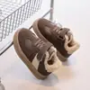 Zapatos de Felpa de Algodón para Niños Invierno Nuevo Estilo Zapatos Deportivos de Caña Baja para Niños y Niñas Velcro Cálidos Antideslizantes Suela Suave Zapatos para Bebé