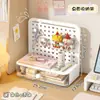 Caja de Almacenamiento de Escritorio con Tablero Perforado Dormitorio Estudiantil Escritorio Papelería Estantería Cosméticos Figuras Herramienta de Organización