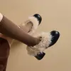 Zapatos de tacón alto, mullidos, con forro de polar, a la moda, para mujer, nueva colección invierno 2026, mocasines de punta redonda, Mary Janes de tacón grueso, zapatos pequeños de piel
