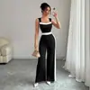 Moda Femenina Europea y Americana Transfronteriza 2026 Estilo Vacacional Primavera y Verano para Mujer Estilo Europeo y Americano Bloque de Color Sin Mangas Pierna Ancha Mono