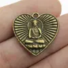 23X24Mm 3,7g Cor de Bronze Antigo Venda Quente Retro Liga de Zinco Acessórios Popular Europeu e Americano Pingente de Buda Coração de Pêssego