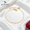 Tobillera Xuping Sencilla de Acero Inoxidable Chapado en Oro con Cuentas en Forma de Corazón, Cascabeles y Borlas, Venta al por Mayor Transfronteriza para Mujeres