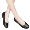 Zapatos de Trabajo para Cuatro Estaciones, Zapatos Planos Negros de Suela Plana para Azafatas Profesionales, Zapatos de Trabajo de Punta Redonda y Suela Suave, Zapatos de Cuero, Zapatos de Salón Formales para Mujer, Antideslizantes