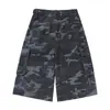 Ropa Vintage 2026 Verano Estilo Americano Bolsillo Pierna Ancha Camuflaje Ropa de Trabajo Pantalones Cortos Cropped Hombres Modernos Sueltos Casuales Shorts