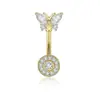 Anillo para Ombligo Sexy de Doble Punta Redonda de Nuevo Estilo Transfronterizo con Circonita Acero Inoxidable Barra Stud para Ombligo Joyería al por Mayor