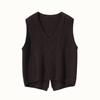 Nuevo Chaleco de Punto de Cachemira para Mujer, Chaleco de Cuello en V, Sección Frontal Trasera Larga, Sentido del Diseño, Chaleco Apilado, Ropa Exterior, Suéter sin Mangas